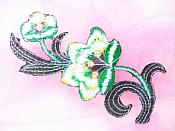 Green Embroidered Appliques Floral Mirror Pairs 3.75" GB696X