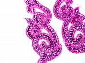 Sequin Appliques Beaded Scroll Mirror Pair Patch Iron on 7" JB233X