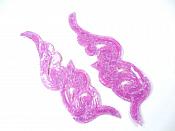 Sequin Appliques Beaded Scroll Mirror Pair Patch Iron on 7" JB233X