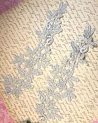 Embroidered Floral Applique Mirror Pair Silver Clothing Patch Craft Motif 10" (BL106X)
