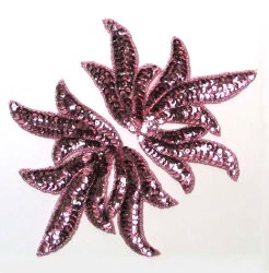E310 Mauve Seaweed Applique Mirror Pair Sequin Nautical Patch 6.25"