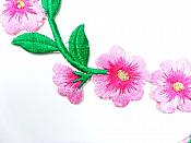 Floral Embroidered Applique Pink Dance Costume Craft Patch 9.5" GB720