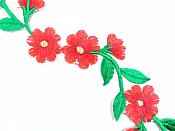 Floral Embroidered Applique Red Dance Costume Craft Patch 9.5" GB720