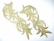 Gold Embroidered Appliques Costume Designer Mirror Pairs 11.25" GB691X
