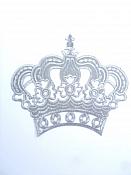 Silver Metallic Crown Iron On Embroidered Applique Iron on Sewing Patch 6" GB1001