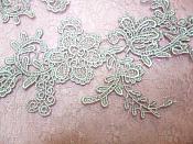 Embroidered Floral Applique Mirror Pair Silver Clothing Patch Craft Motif 13.5" (BL98X)