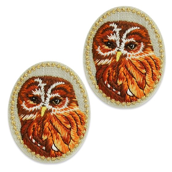 Appliques Brown Mutli Owl Pair Embroidered Clothing Patch 1.5" ESA5045