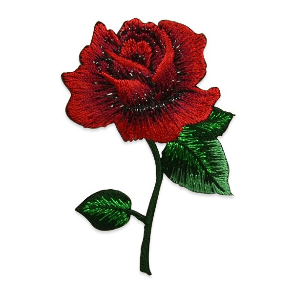 Red Rose Embroidered Applique Iron On Patch 2.75" ESA5049