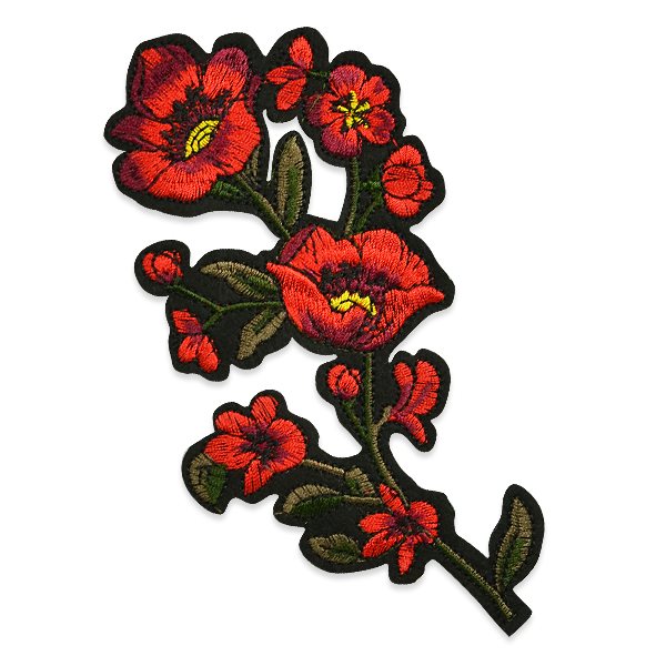 Red Rose Applique Embroidered Iron On Clothing Patch 6.25" ESA6374