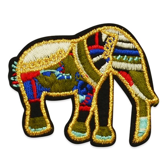 Applique Embroidered Black Multi Elephant Craft Patch Clothing Motif 2.5" ESA6406