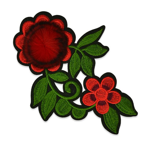 Red Rose Applique Embroidered Iron On Clothing Patch 7.5" ESA6429