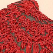 Red Wings Sequin Appliques Black Backing Mirror Pair Motifs Iron on Patch 13 inches GB339X