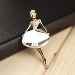 GB67 Ballerina Brooch Crystal Rhinestone Pin Gold 1.75"