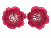 Brooch L200 Set of ( 2 ) Burgundy Flower (Pin) Appliques 3.5"