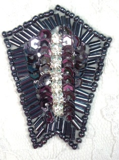 0482 Gunmetal Rhinestone 2.25" Sequin Beaded Applique