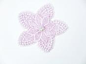 3D Applique Embroidered Floral Lavender Pearl Craft Patch 3" (GB719)