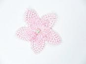 3D Applique Embroidered Floral Pink Pearl Craft Patch 3" (GB719)