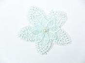 3D Applique Embroidered Floral Mint Green Pearl Craft Patch 3" (GB719)