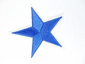 Star Embroidered Applique Blue With White Edge Iron On Patch 3" GB710
