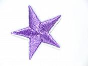 Star Embroidered Applique Lavender With White Edge Iron On Patch 1.5" GB711