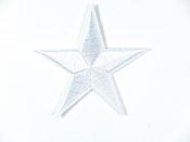Star Embroidered Applique White Iron On Patch 2.75" GB709