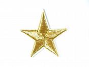 Star Embroidered Applique Metallic Gold With White Edge Iron On Patch 1.5" GB711