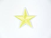 Star Embroidered Applique Light Yellow With White Edge Iron On Patch 1.5" GB711