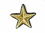 Star Embroidered Applique Metallic Gold With Black Edge Iron On Patch 1.5" GB713