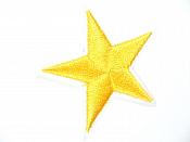 Star Embroidered Applique Yellow Gold With White Edge Iron On Patch 1.5" GB711