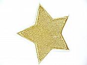 Star Embroidered Applique Metallic Gold With White Edge Iron On Patch 2" GB714