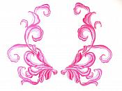 Pink Fuschia Embroidered Appliques Dance Costume Mirror Pairs 11" GB289X