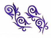 Embroidered Applique Mirror Pair Purple Gold Metallic Iron On Patch 5.25" GB120X