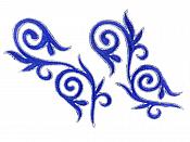 Embroidered Applique Mirror Pair Blue Silver Metallic Iron On Patch 5.25" GB120X
