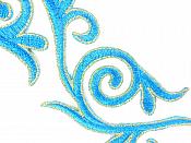 Embroidered Applique Mirror Pair Turquoise Gold Metallic Iron On Patch 5.25" GB120X