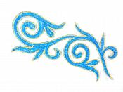 Embroidered Applique Mirror Pair Turquoise Gold Metallic Iron On Patch 5.25" GB120X