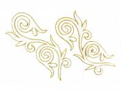 Embroidered Applique Mirror Pair White Gold Metallic Iron On Patch 5.25" GB120X