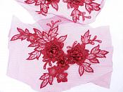 3D Embroidered Lace Appliques Brick Red Floral Venice Lace Mirror Pair 7.5"  BL133X