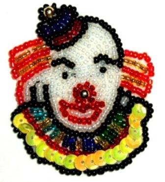 LC322 Clown Sequin Beaded Applique 2.5"