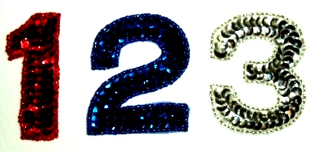 LC325  Numbers ( 1 2 3 ) Sequin Beaded Appliques