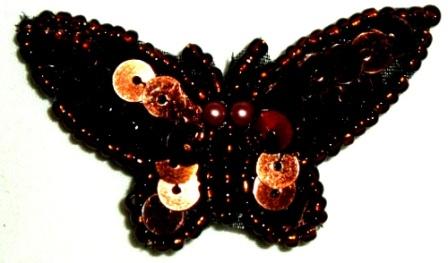 LC331 Bronze Butterfly Sequin Beaded Applique 1.75"