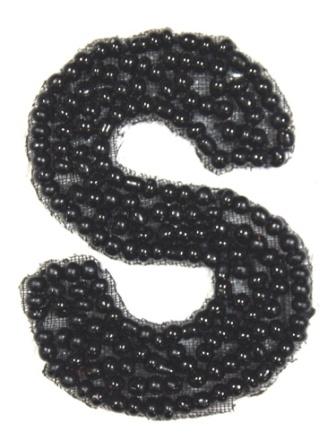 K1  Black Beaded Letter ( S ) Applique  1.75"