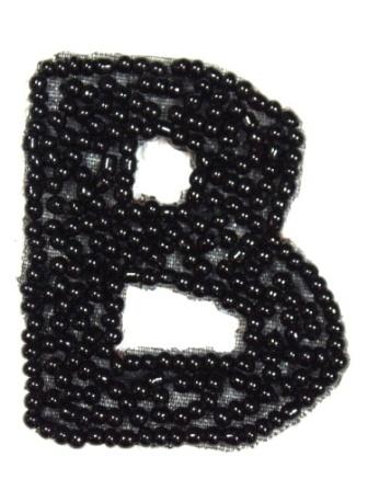 K1  Black Beaded Letter ( B ) Applique  1.75"
