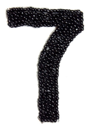 K4  Black Beaded Number ( 7 ) Applique  2.5"