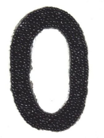 K4  Black Beaded Number ( 0 ) Applique  2.5"