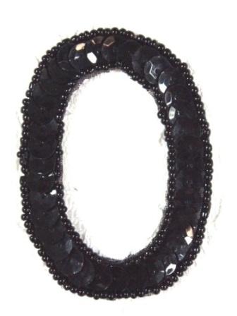 K2  Black Sequin Letter ( O ) Applique  2.75"