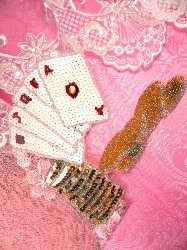 SA130 Beaded Sequin Applique Playing Cards 6"