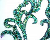 Sequin Appliques Peacock Sequins and Beads Mirror Pair Sewing Patch  XR392X
