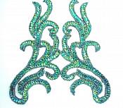 Sequin Appliques Peacock Sequins and Beads Mirror Pair Sewing Patch  XR392X