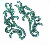 Sequin Appliques Peacock Sequins and Beads Mirror Pair Sewing Patch  XR392X
