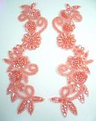 Sequin Appliques Coral Mirror Pair Beaded Dance Patch 0183X